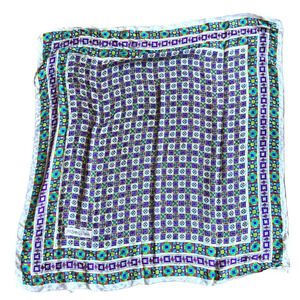 Yves Saint Laurent Purple and Blue Patterned Scarf